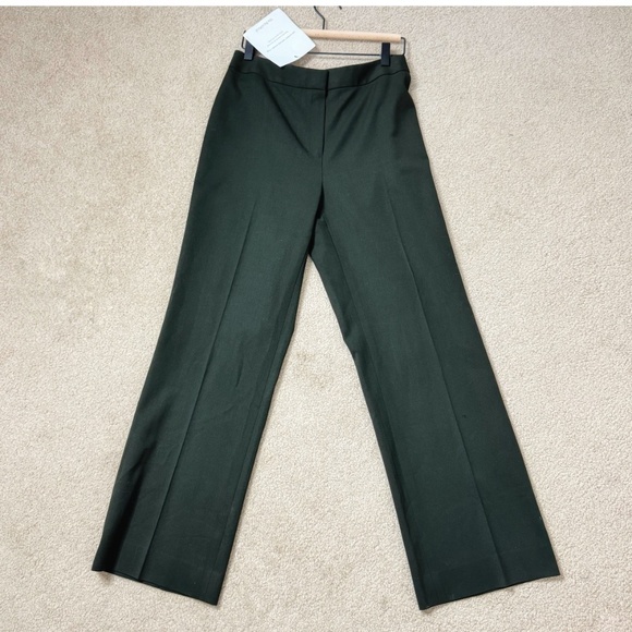 NEW Lafayette 148 Barrow Pants Flat Front Olive Green Double Face Luxe Wool Sz 8 - Picture 13 of 15